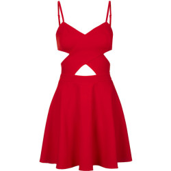 beacorreia19:  TOPSHOP **Cut-Out Skater Dress by WYLDR   ❤ liked on Polyvore (see more red dresses)