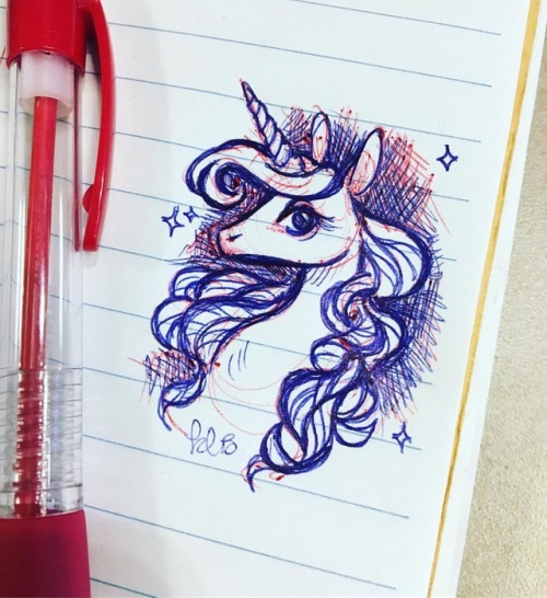 I forgot my #inktober sketchbook at home today, so here is Amalthea in ballpoint pen to satiate~ ✨ .