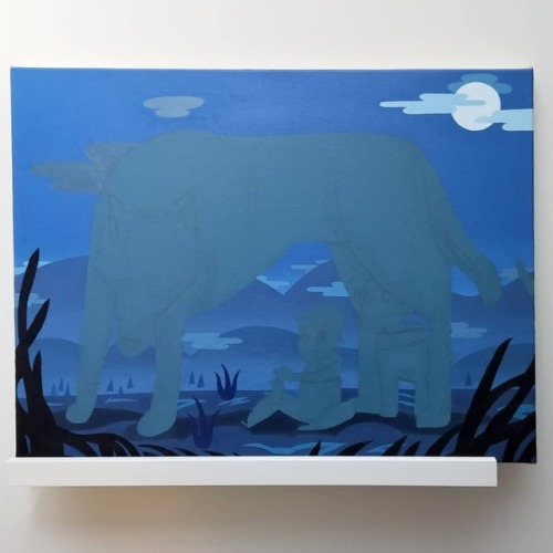 Background finished, time to move on to the figures! Romulus and Remus #workinprogress . #painting #