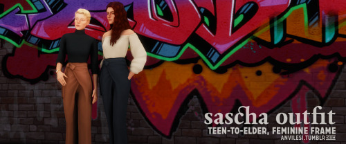 anvilesi:[TS4] sascha outfit (fem. frame) by sforzinda — feminine-frame versions of my sascha outfit