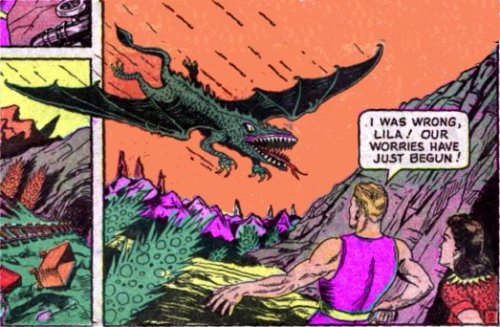 alternateworldcomics:We’ve all had days like this Crash Parker.Planet Comics # 14, 1941.