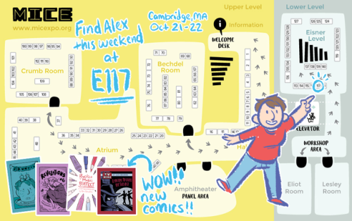 I’ll be tabling at the Massachusetts Independent Comics Expo (MICE) this weekend, Oct 21-22, i