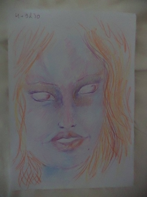 mindblowingart:   A girl draw a series of self-portraits after she’d taken LSD