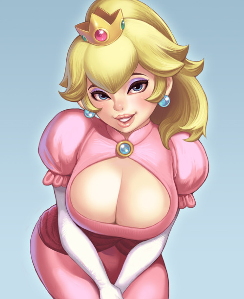 speedyssketchbook:  lucianite:  sgeewiz:  Princess Peach 0_0 Art by   魔王アルバ    Send help  Dat Peach cleavage!   <3 <3 <3