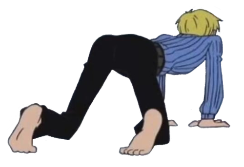 Caked Up Barefoot Sanji Bent Over Like He's In Heat Or Something, Now For Your Nefarious Uses