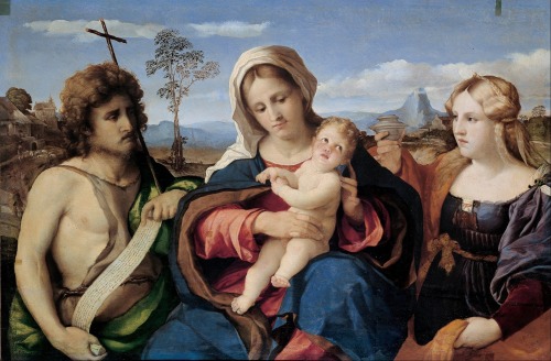 Virgin and Child with Saints John the Baptist and Mary Magdalene, by Jacopo Palma il Vecchio, Palazz