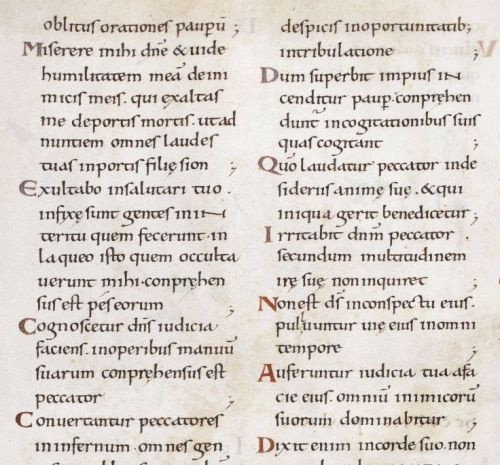 eadfrith: The Harley Psalter- folio 5v. The beautiful script of the Anglo Saxon scribe Eadui Basan. 