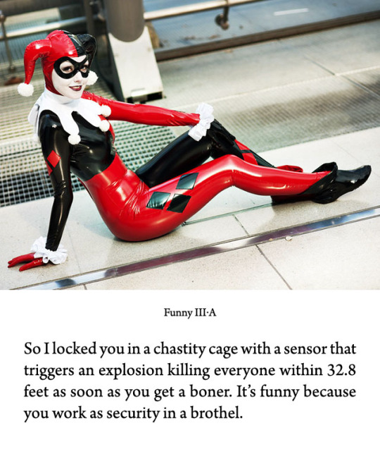 There are more excellent Harley Quinn cosplay images on the web than I’m able to invent captions. Here’s a small selection: