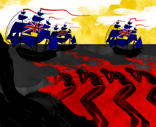 Illustrations for BuzzFeed Australia’s feature on why January 26th is a day of mourning for Ab