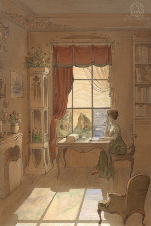 natasailincic:Mansfield Park, The East Room. Painted with tea and watercolour. A lot of research abo