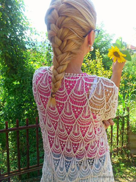  lace crochet apritcot short sleeve cardigan check out ROMWE to find more affordable
