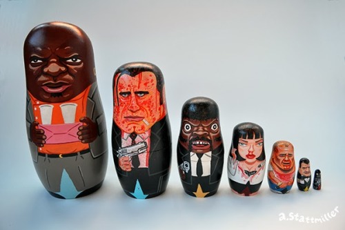 geek-art:  ‪#‎geekart‬ Amazing pop culture Matryoshka Dolls by Andy Stattmiller ! More here http://www.geek-art.net/andy-stattmiller-pop-culture-nesting-dolls/