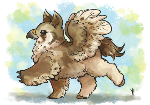 bogkeep:a friend commissioned me to draw this very fluffy chonky hippogriff :D