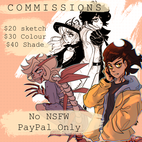 unluckiest-black-cat:These are just full body commissions that I’m OPEN to!- PayPal only!- No NSFW