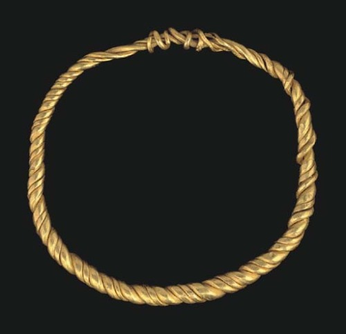 Celtic gold bracelet, c. 2nd-1st centuries BCE, found near Colchester, Essex. From Christie’s 