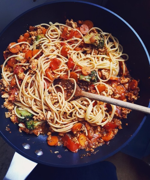 Because pastaglutenfree corn pasta with a vegan bolognese inspired Sauce