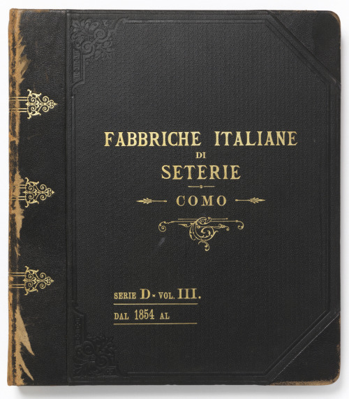 Sample Book, Fabbriche Italiane di Seterie, 1854. Como, Italy. Jacquard woven silk samples, bound in