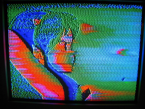 tachyonsplus: testing out the new video synth with anime vhs.