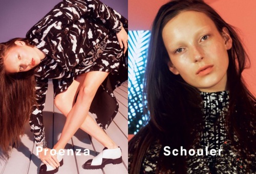 Proenza Schouler cast new face Julia Bergshoeff in its David Sims shot A/W 2014 campaign. 