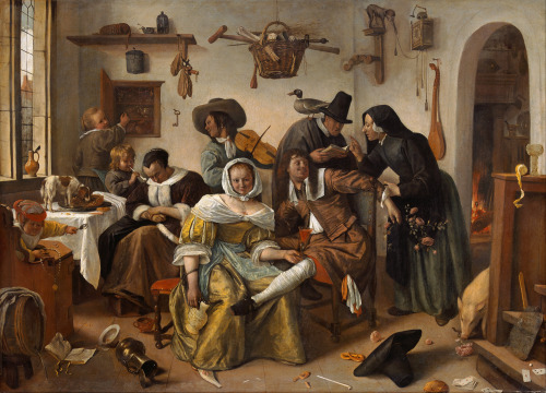 Beware of Luxury by Jan Steen, 1663Notice how the characters in this painting are arranged in a tria