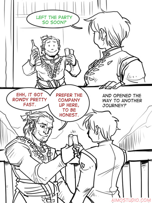 momochanners:Finally doubled-down and finished the Hot Romancible Varric AU comic that won the poll 