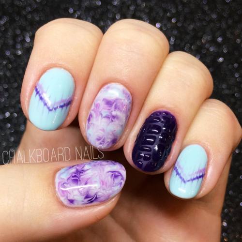chalkboardnails:  The Daydreamer 💜 with @opi_products Venice GelColor shades ✨ scaled nail inspired by @sayotakemoto 💦 #presssample 