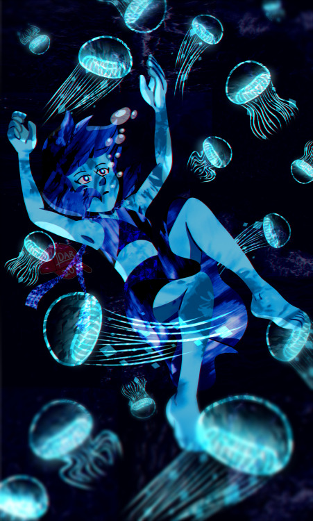 SU- Where the Sun Don’t Shine (Collage) The jellyfish she&rsquo;s swimming with are actual