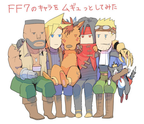 fuckyeahffboys: Barret, Cloud, Red XIII, Vincent, Cid + Cait Sith (FFVII) |