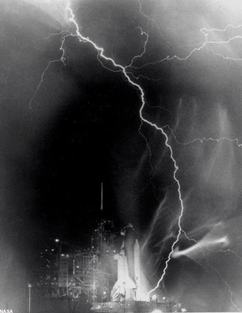 A powerful electric storm near Complex 39A, at the Kennedy Space Centre and Cape Canaveral Air Force