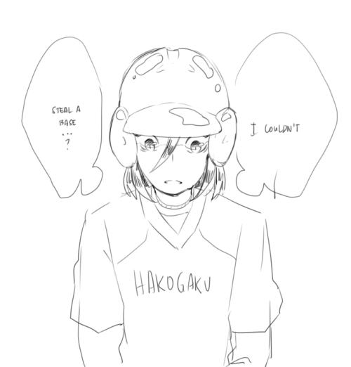 hkgk baseball au doodles for when toudou thinks he can steal a base but he ends up getting an out