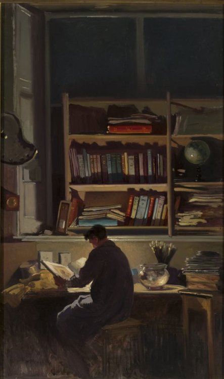 bcnmar: Józef Rapacki (1871-1929, Polish) In the Library, 1928.