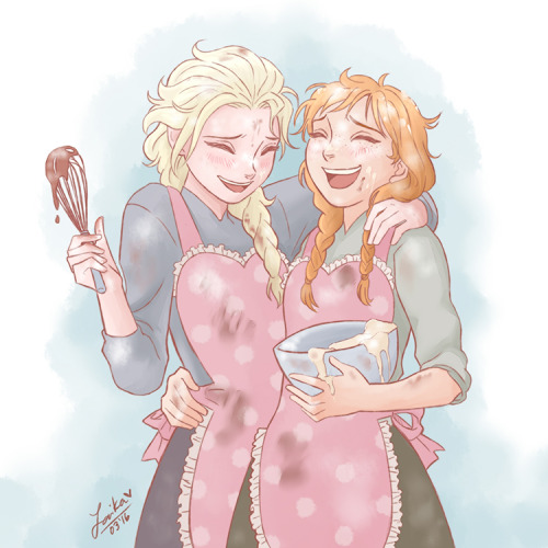 elsanna-ium: An awesome commission done by @laikaken http://laikaken.tumblr.com/ Anna and Elsa shar