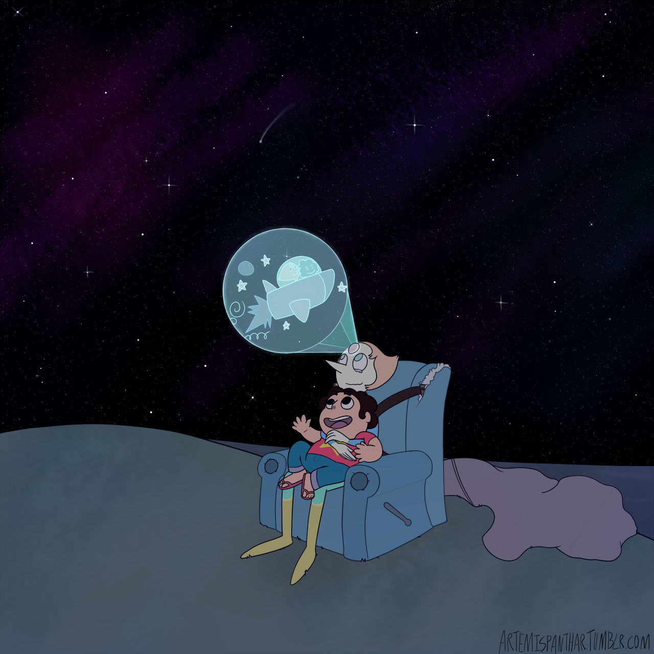 artemispanthar:  After landing, Steven and Pearl just kinda sit for a while and talk