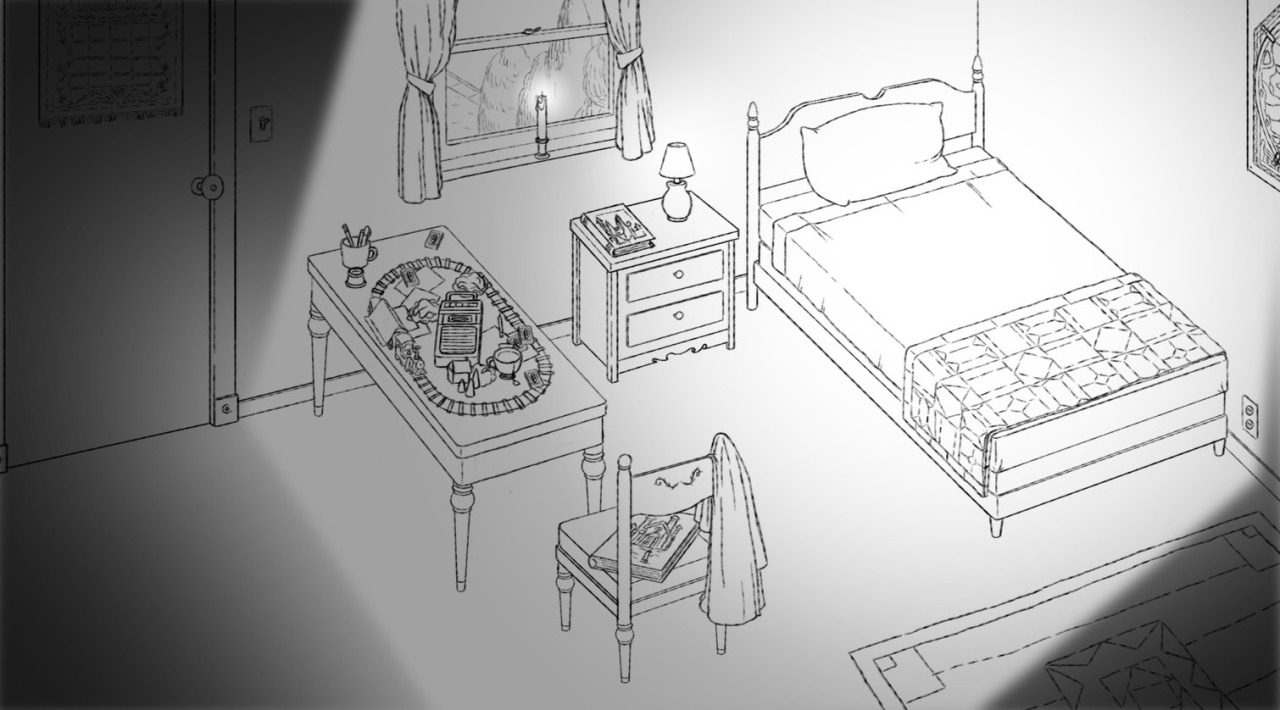 clarkesnyder:  Background layout designs by Clarke Snyder for Cartoon Network’s