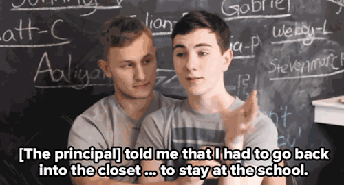 micdotcom:  School tells gay student to go back in the closet or leaveGo back in the closet, or find a new school. That was the heartbreaking decision being forced upon Austin Wallis, a 17-year-old vlogger, who posted an emotional video on his  YouTube