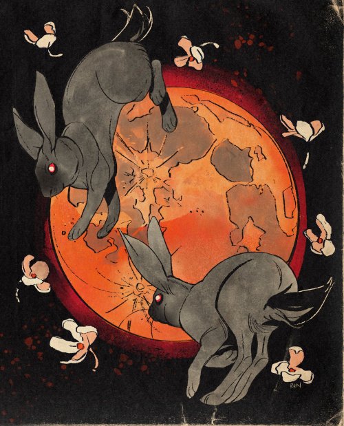 godzillabreath:lunar rabbits and the blood moon