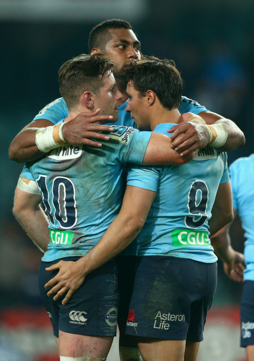 roscoe66:  Bernard Foley, Taqele Naiyaravoro, Nick Phipps and Michael Hooper of the Waratahs