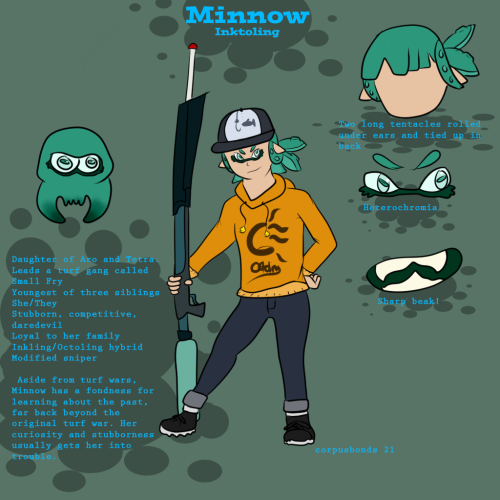 Meet Minnow, the Inktoling! Aro and Tetra&rsquo;s youngest daughter, she&rsquo;ll be my oc f