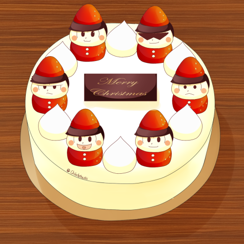 Osomatsu-san Strawberry Santa Christmas Cake from the Osomatsu-san 60min on twitter (  ˊᵕˋ  )♡.°