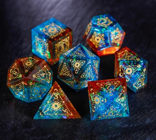 duchenegamergirl:sosuperawesome: Astrology Style Dice SetsCrystal Maggie on Etsy Omg these are GORG