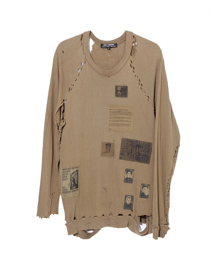 Raf Simons distressed sweatshirt with patches Riot Riot Riot