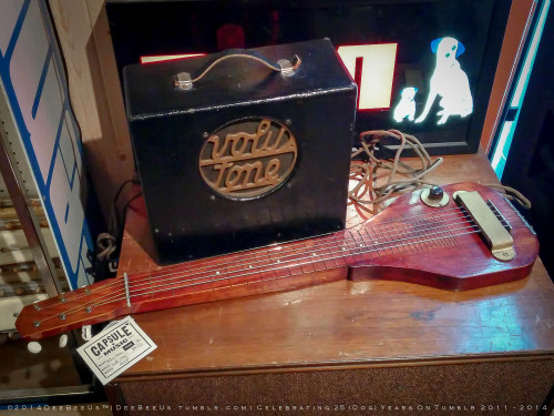 deebeeus:  Here’s the final bit of fun from last eek’s trip to Capsule music in the Queen West area of Toronto: Fender Bullet!  Early 80s. Lefty of the week (for my friend guitarlust!):  it’s a recent Les Paul in a lovely red with cream binding.