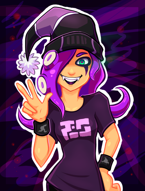 theneonwerewolf: I’ve been meaning to draw her for a while now. Here is Tetrox!  This character belongs to TamarinFrog! You should check out their stuff! They have a whole collection of cool Splatoon OC’s as well as a great in progress comic! 