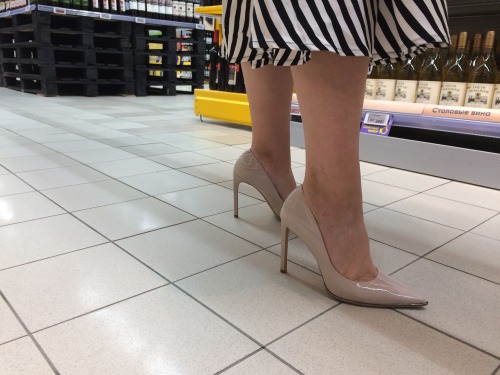High heels in supermarket