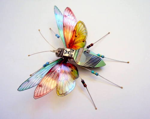 from89:  Artist Julie Alice Chappell creates beautiful miniature sculptures of insects using circuit boards found inside discarded electronics.