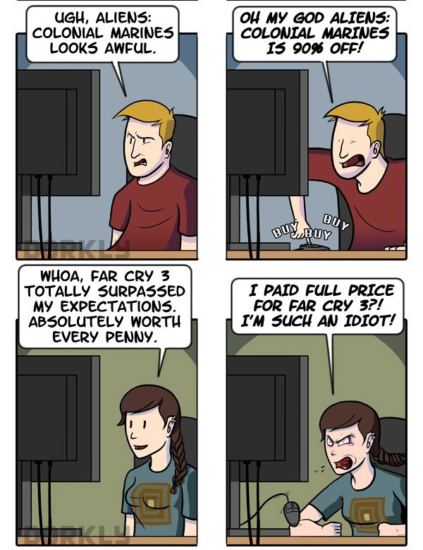 dorkly:  Normal Reactions vs. Reactions During the Steam Sale Autumn Steam Sale 2013