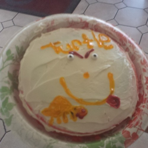 One of my campers baked me a cake that was rainbow colored on the inside. #feelingthelove