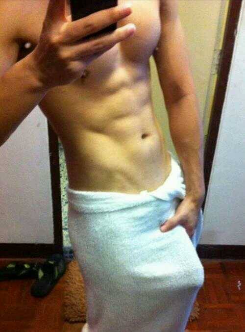 Hot guy in towel locker room