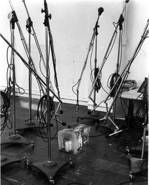 grupaok: Paul Kos, The Sound of Ice Melting, 1970 — installation view, Sound Sculpture As, April, 1970, Museum of Conceptual Art, San Francisco