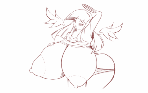 ampixelstar:  Loosely based on Stocking. (She just reminded me her when I was drawing her so I added wings and the halo) Plus started playing Undertale. And I would like to ask to everyone. Am I the one that thought of Toriel going into a Touhou game?